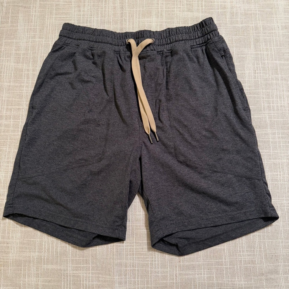 Right of Way Mens Charcoal Heather Athletic Performance Shorts‎ Small Drawstring